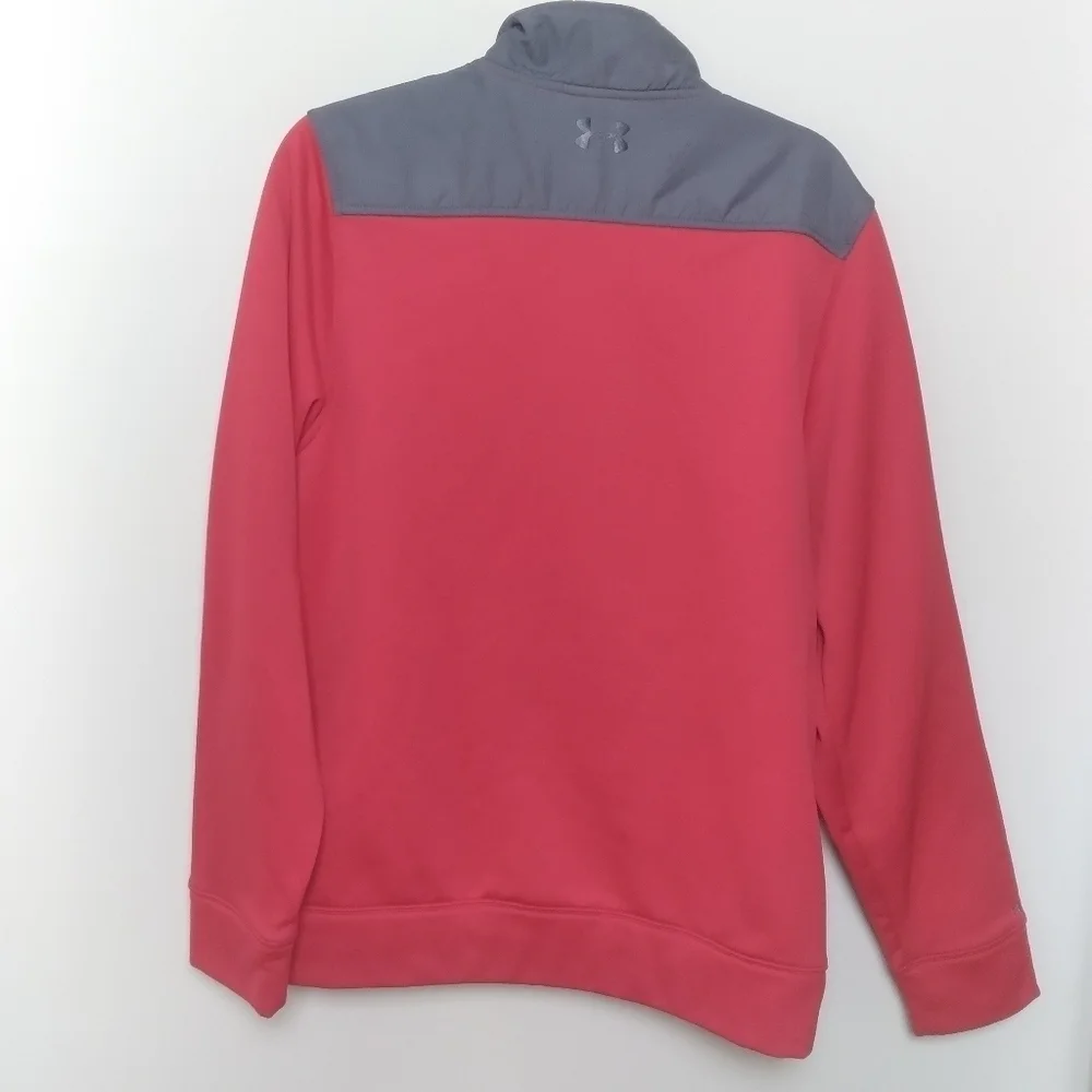 Under Armour Loose Fit Full Zip Red and Gray Fleece Jacket Size Medium